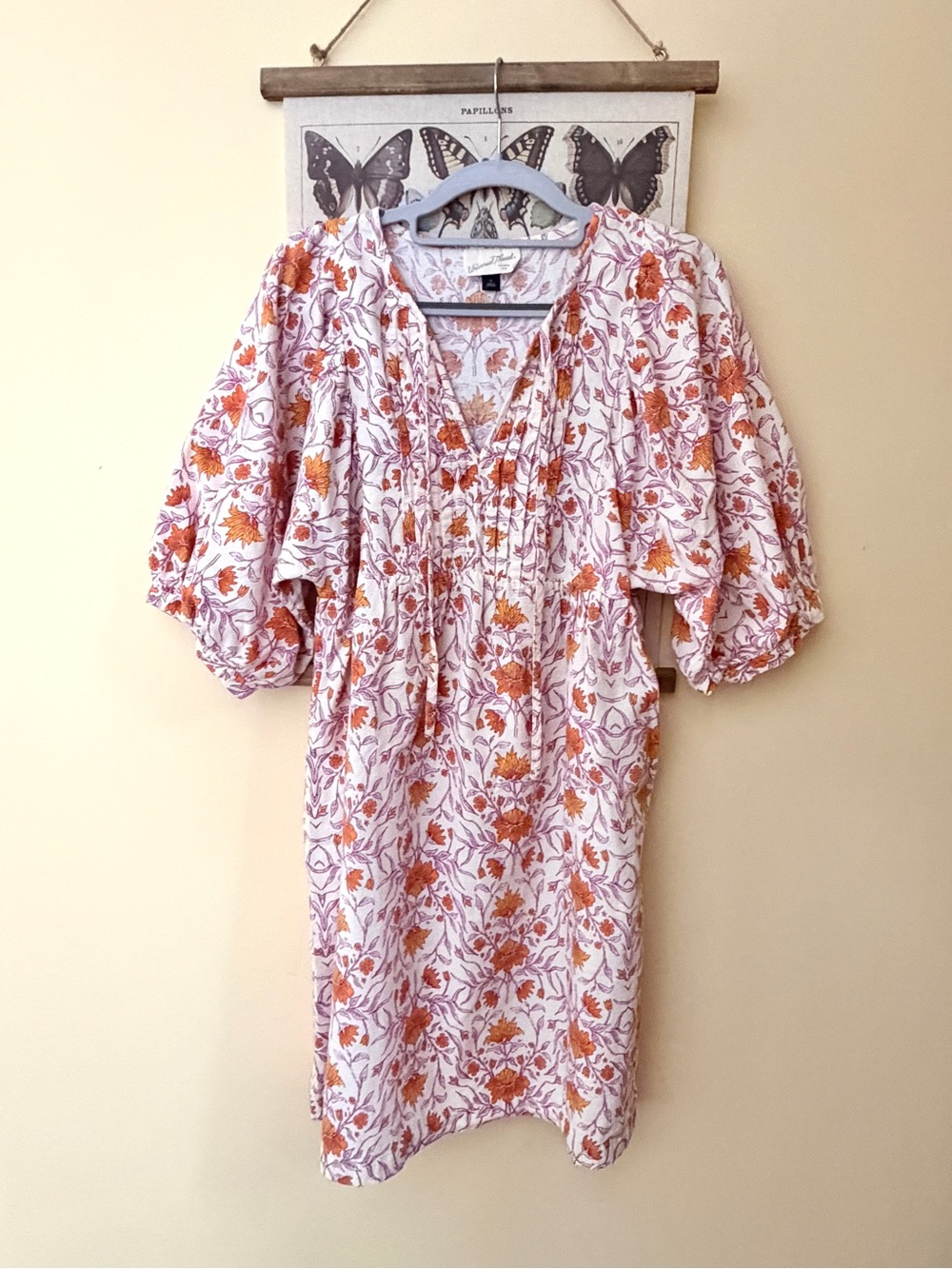 Universal Thread Fall Cotton Dress with Orange Floral Print